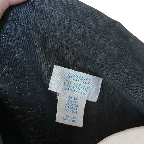 Sigrid Olsen Black Linen Button Shirt Size 3X - Picture 7 of 8